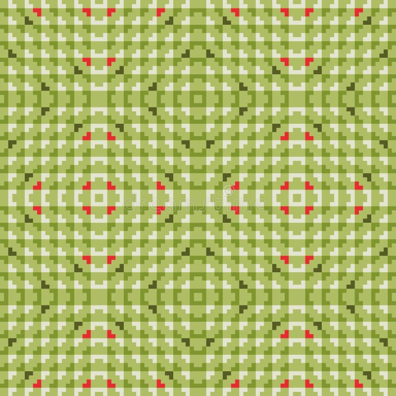 Abstract seamless vector pattern with tiled polygons in green, white and red. royalty free illustration