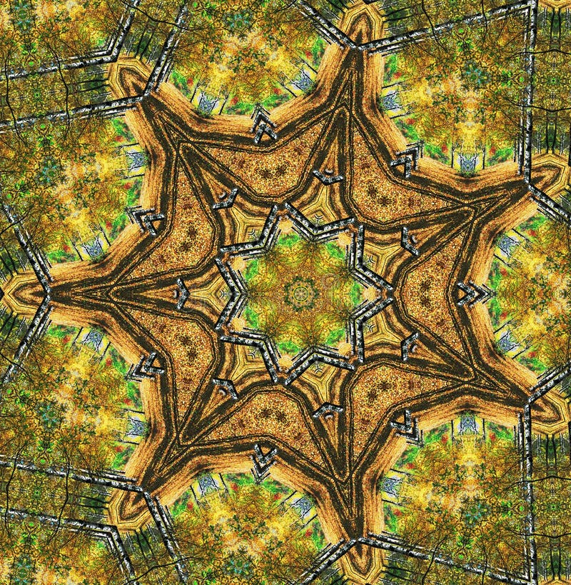 Abstract seven-final star with patterns.