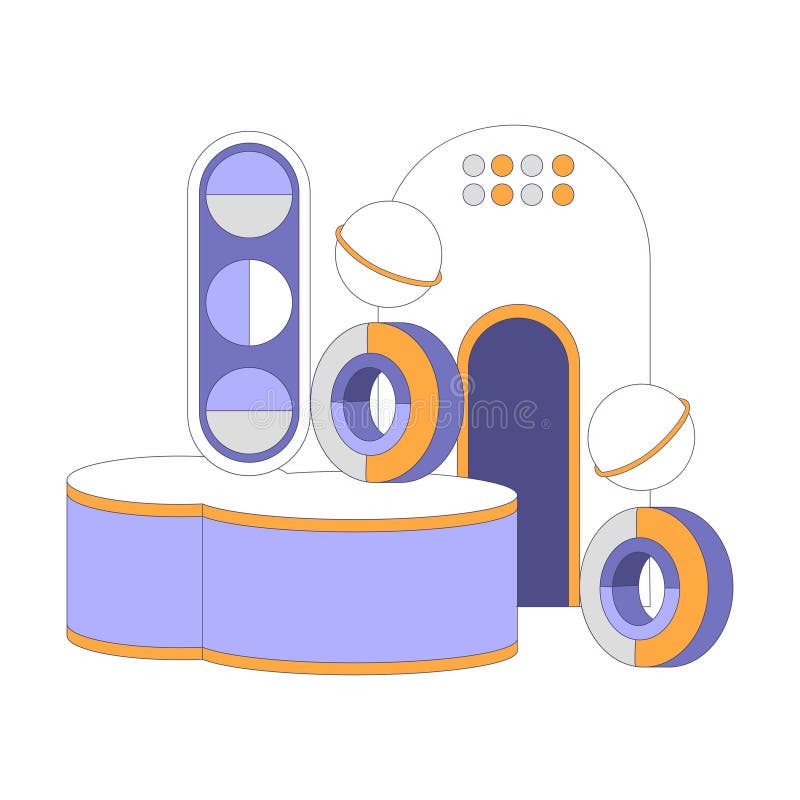 Abstract Shape Composition with Blue and Orange Figures Vector Illustration royalty free illustration