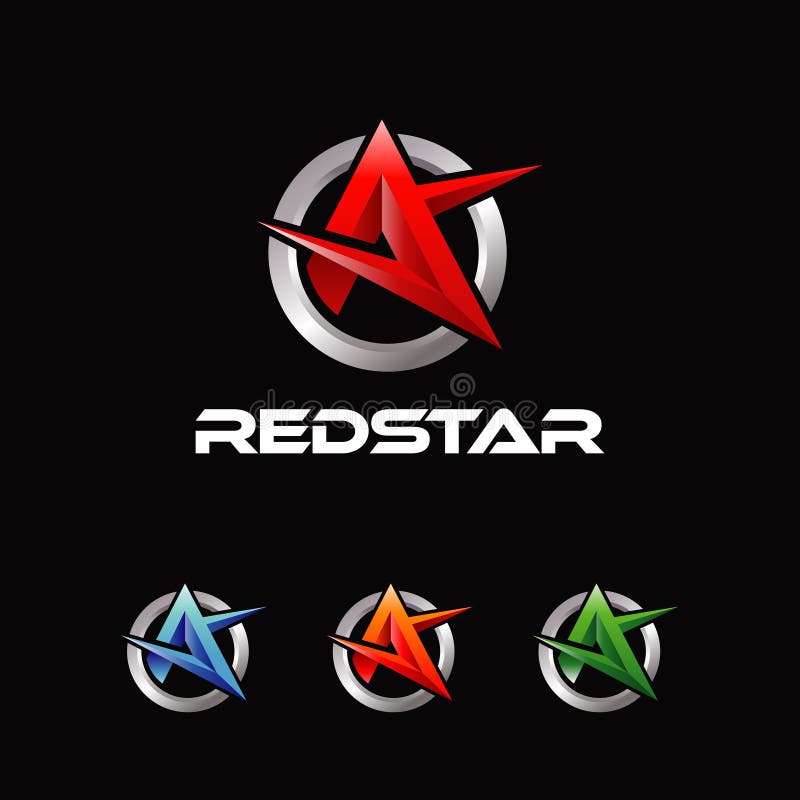 Abstract Shape Letter A Star Color Set stock illustration