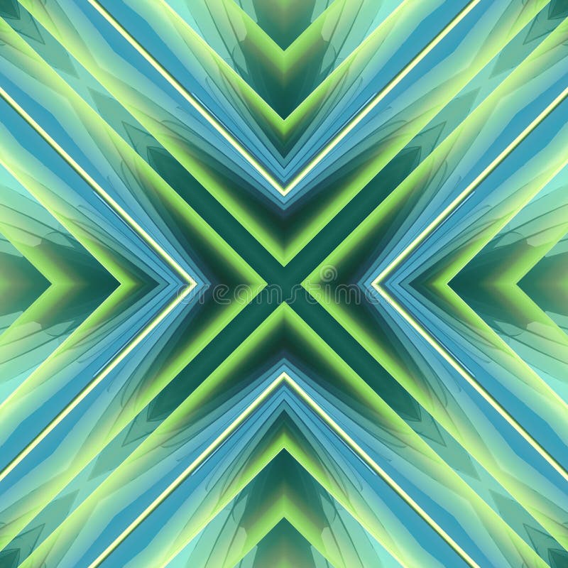 Abstract x-shaped digital illustration with a fancy green colored gradient. 3d rendering stock illustration