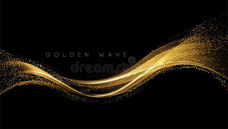 Abstract shiny color gold wave design element stock illustration