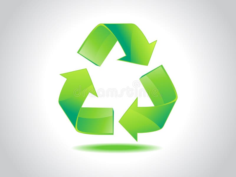 Abstract shiny green recycle icon royalty free illustration