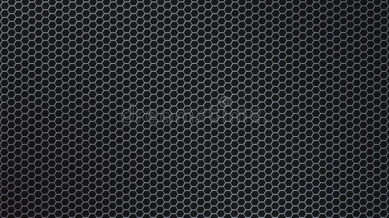 Abstract Shiny Hexagonal Metal Mesh in Black Background