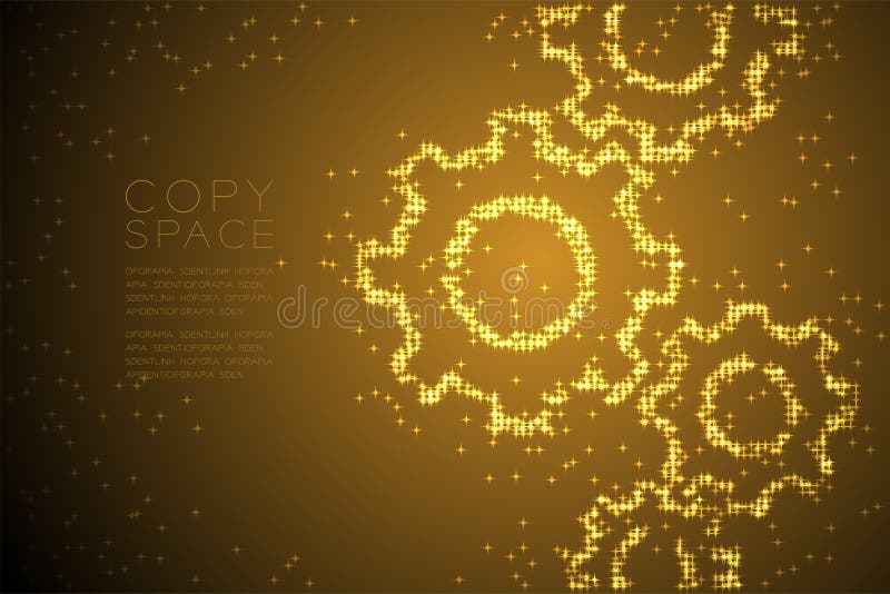 Abstract Shiny Star pattern Engineering Gear shape, teamwork system concept design gold color illustration vector illustration
