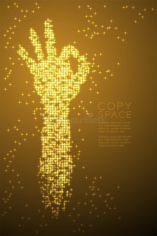 Abstract Shiny Star pattern OK Hand shape, sign language stock illustration