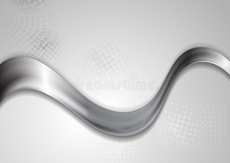 Abstract Silver Metal Wave Vector Background Stock Vector