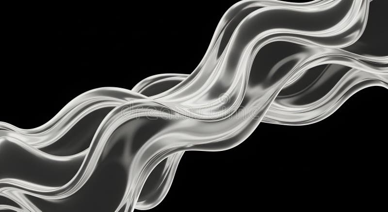 Abstract silver wavy forms on black background royalty free illustration