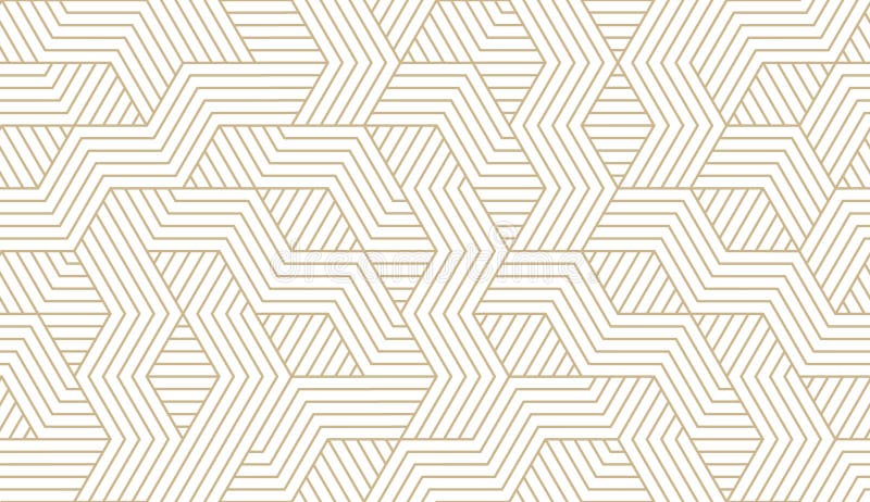 Abstract simple geometric vector seamless pattern with gold line texture on white background. Light modern simple