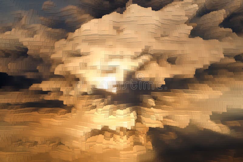 Abstract sky background extrude cube, air cloudscape stock illustration.