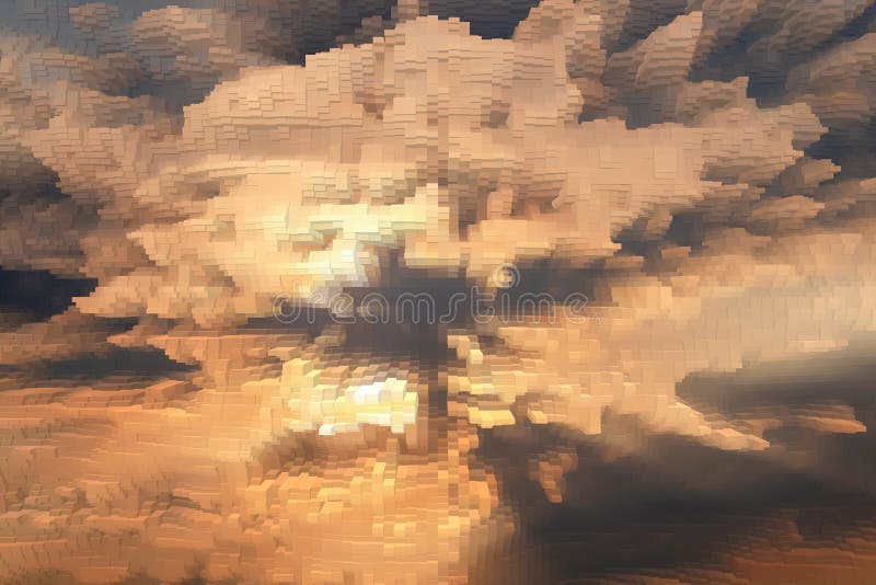 Abstract sky background extrude cube, blue pattern stock illustration.