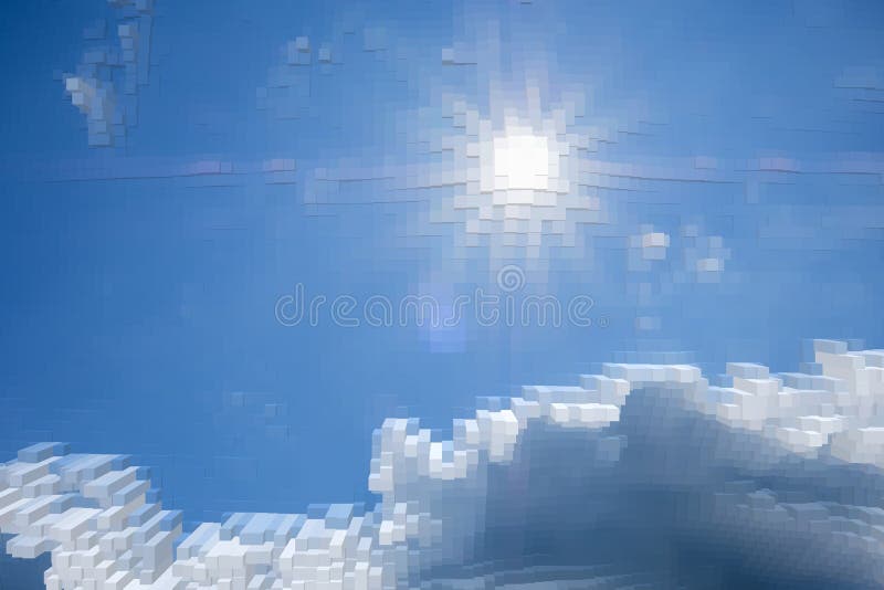 Abstract sky background extrude cube, texture technology stock illustration