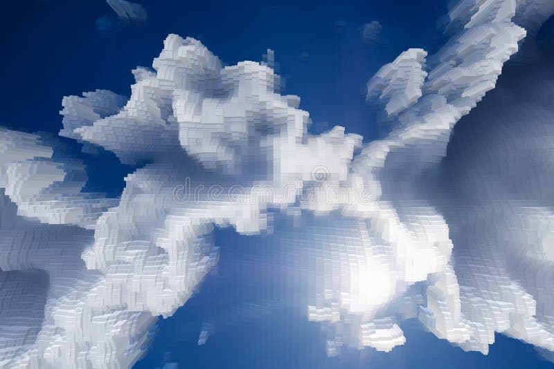 Abstract sky background extrude cube, illustration cloudscape royalty free illustration.
