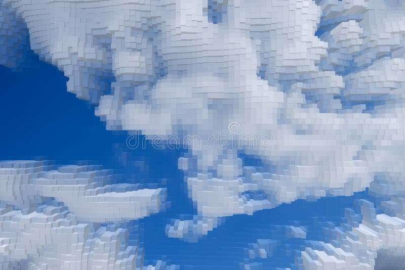 Abstract sky background extrude cube, render shape stock illustration.
