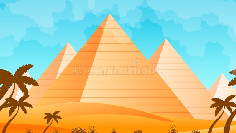 Abstract Sky Pyramids in Desert Background Silhouette with Sand ...