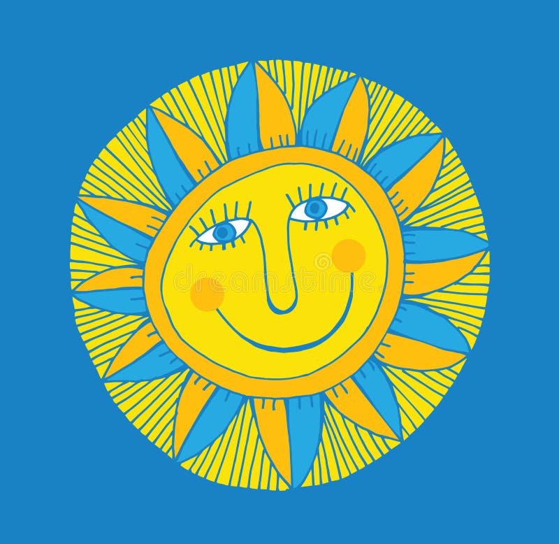 Abstract smiling sun