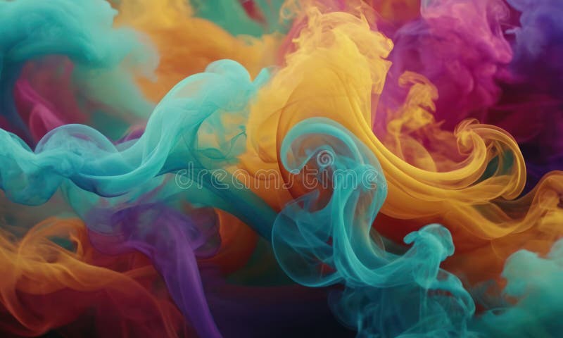 Abstract smoke color waves background. Generative AI royalty free illustration