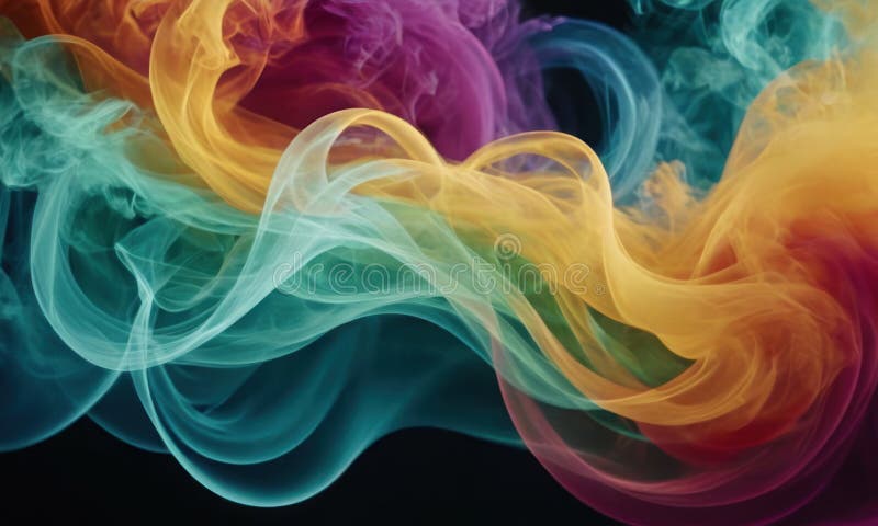 Abstract smoke color waves background. Generative AI stock illustration
