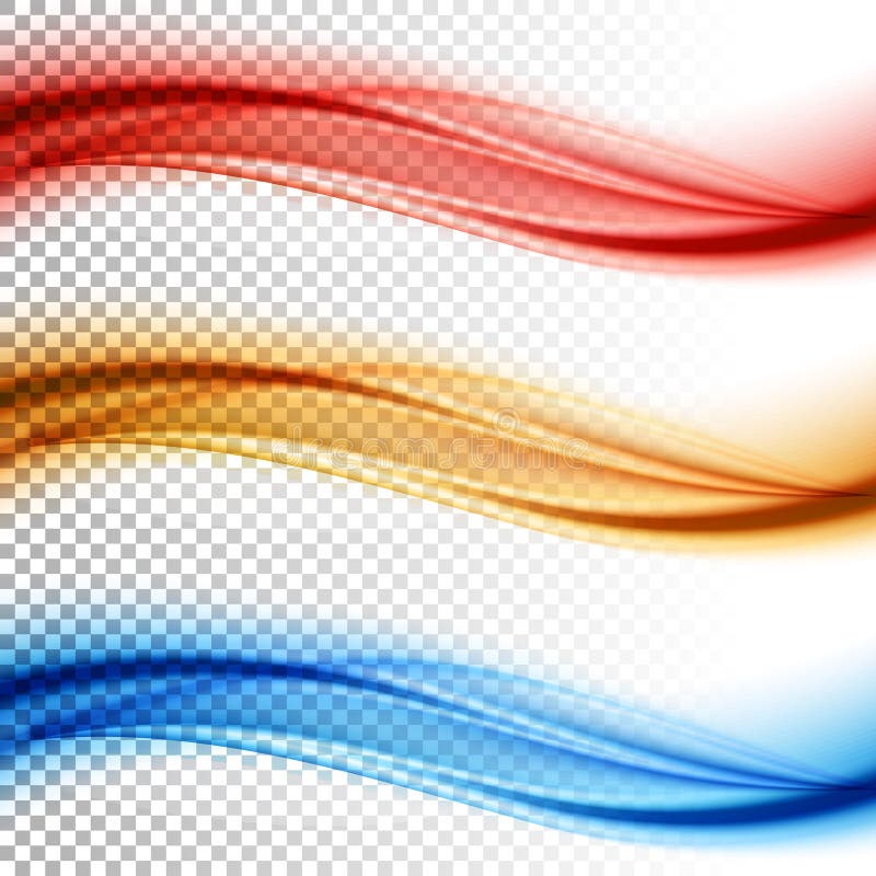 Abstract smooth color wave vector set on transparent background. stock illustration Abstract smooth color wave vector set on transparent background. stock illustration