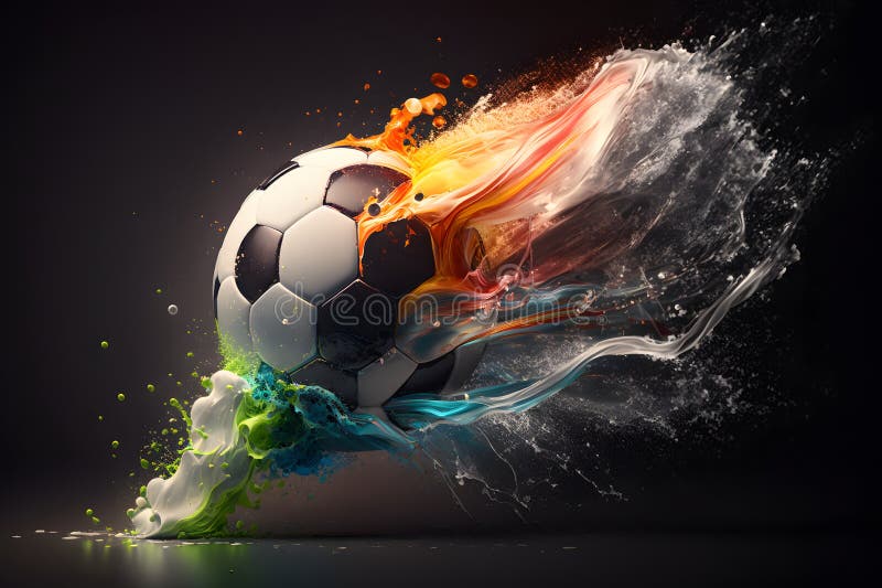 Abstract Soccer Ball Explosion. Generative AI Stock Illustration