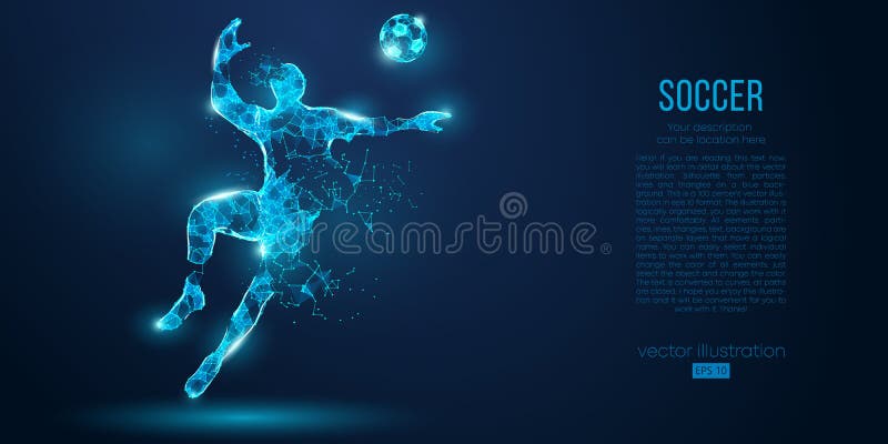 Abstract Soccer Player, Footballer from Particles on Blue Background ...