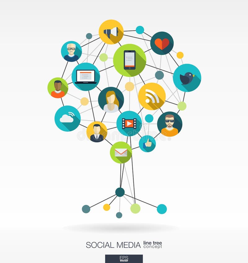 Abstract social media background. Growth tree concept vector illustration