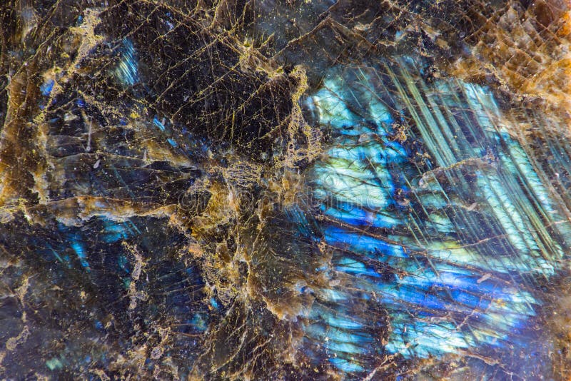 Abstract Soft and Blurry Blue Marble Background with Gold Glitter Veins