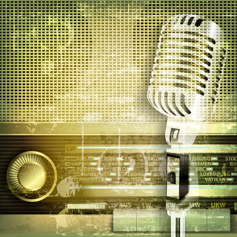 Abstract sound grunge background with microphone and retro radio royalty free illustration Abstract sound grunge background with microphone and retro radio royalty free illustration
