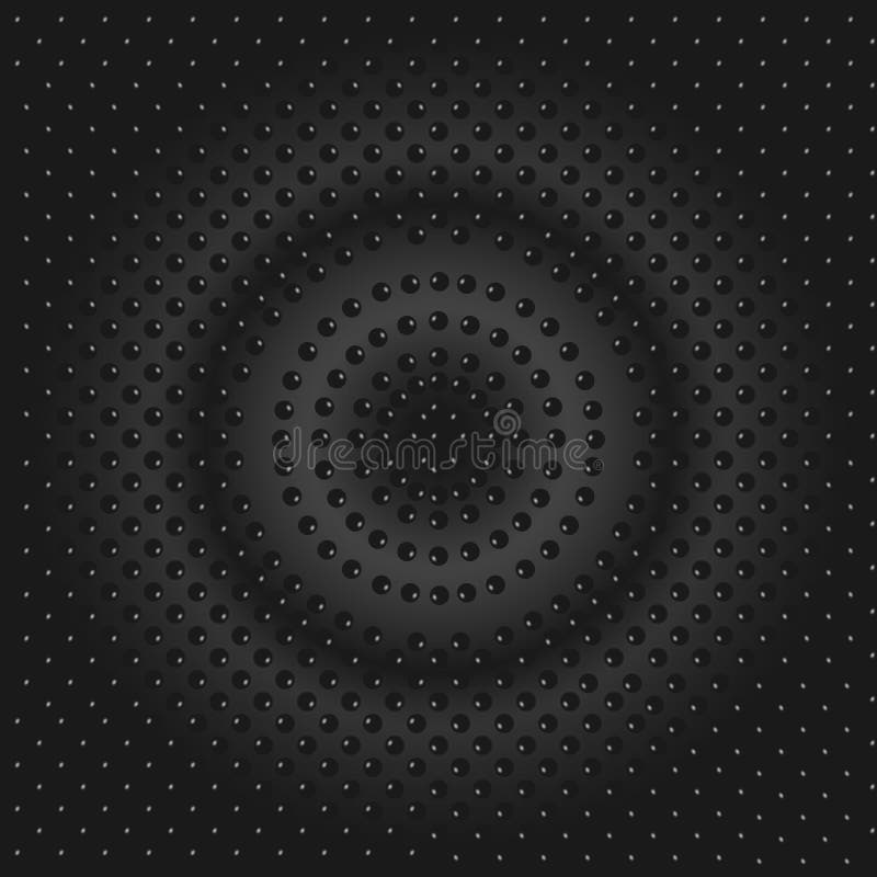 Abstract sound wave black background. Dark sonic music column design element. Resonance spin with gradient circles texture vector illustration