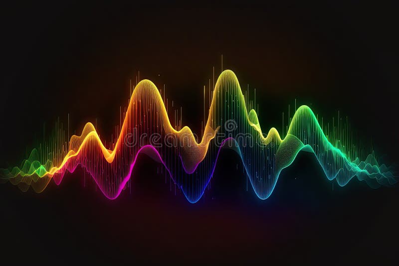 Abstract Sound Wave Design on Black Background. Equalizer Effect in