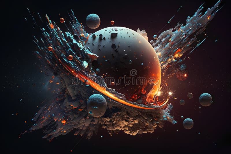 Abstract space background with planets, stars and nebula. 3d rendering vector illustration
