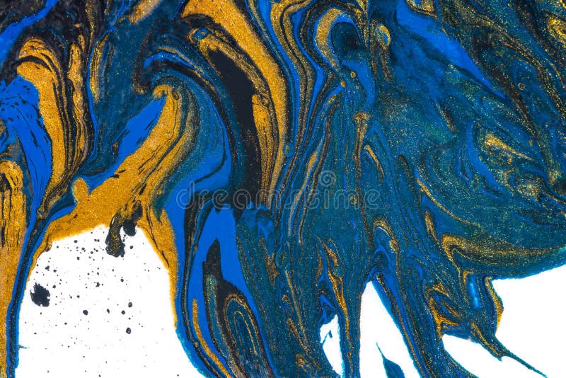 Abstract Space Blue Gold Black Background. Acrylic Painting Fluid Art Stock  Photo - Image of cyan, astronomy: 228339364