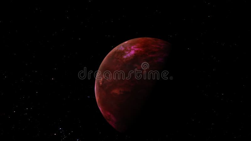 Abstract space exploration fly by the red exo-planet in outer space eternal galaxy. 4K 3D rendering fantasy planet. vector illustration