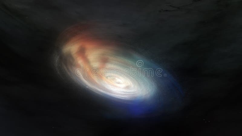 Abstract space flight exploration with spiral glowing nebula, cloud formations in deep space. 4K 3D journey animation. vector illustration