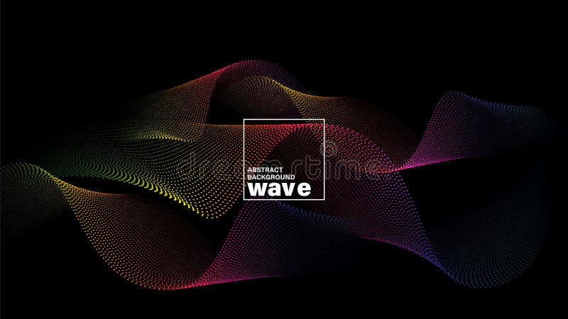 Abstract spectrum wave shape on black background. Minimal futuristic backdrop stock illustration