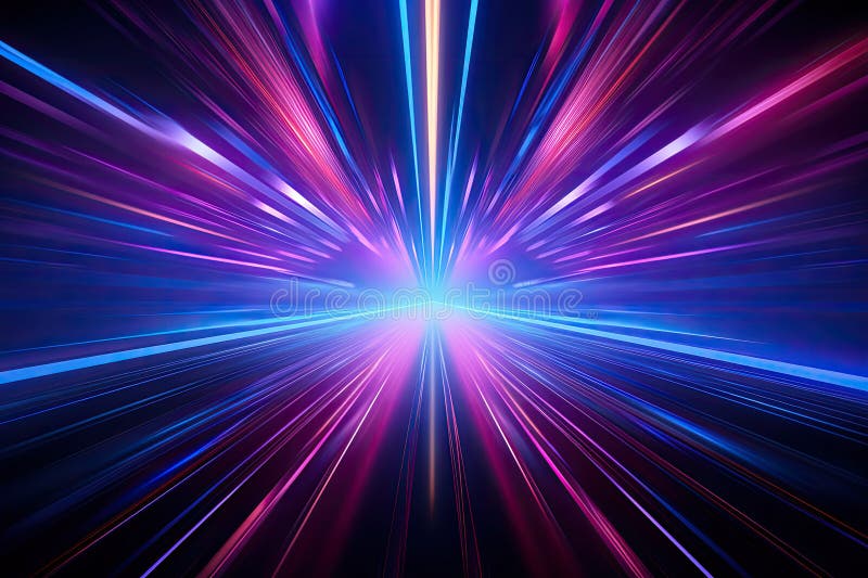 Abstract Speed light trails effect path, fast moving neon futuristic technology background, future virtual reality, motion effect