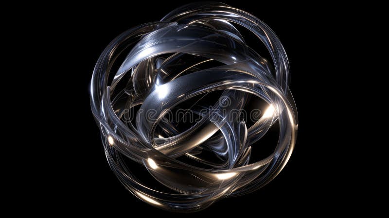 Abstract sphere with glowing metallic ribbons royalty free stock images