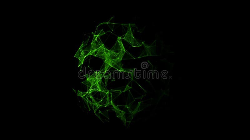 Abstract sphere with green plexuses, animation in the form of a sphere stock illustration