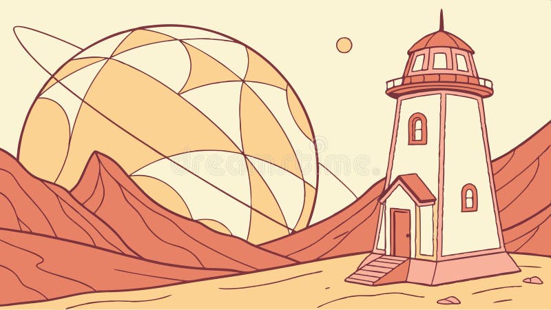 Abstract Sphere Lighthouse Desert Landscape Vector Wector design Generative AI royalty ilustracja