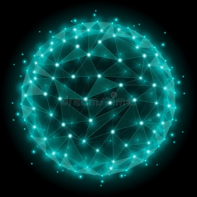 Abstract sphere with wireframe mesh polygonal vector illustration