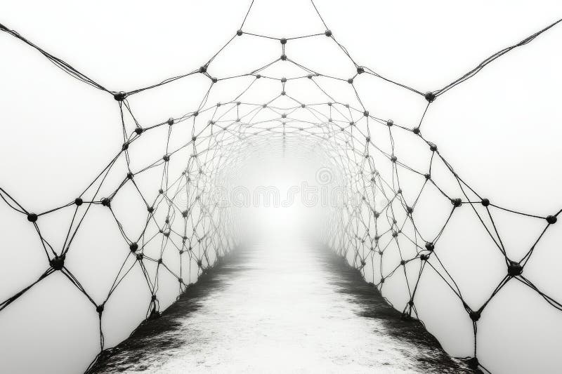 Abstract spiderweb of interconnected nodes and lines symbolizing the complexity of digital networks data transmission and telec vector illustration