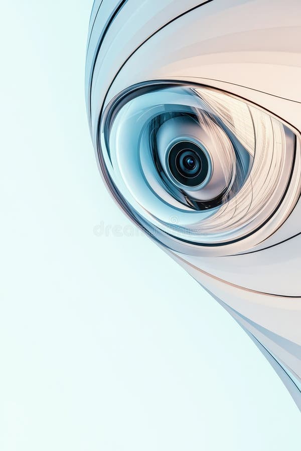 Abstract Spiral Form with Security Focus, Light Blue and White Curves, Cyber Protection Background, Data Stream Vision, Awareness royalty free stock photography