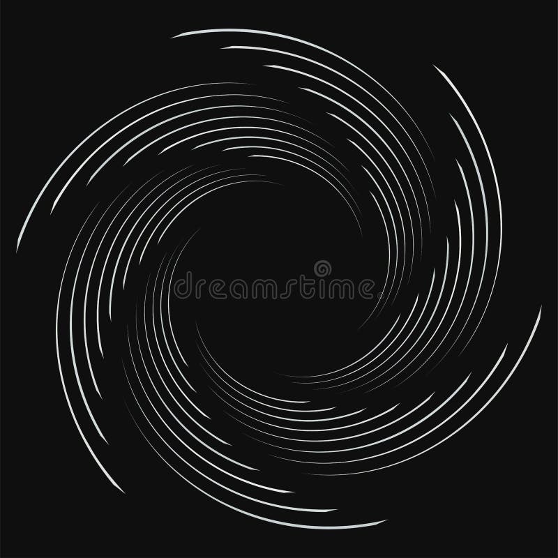 Abstract spiral, twist. Radial swirl, twirl curvy, wavy lines element. Circular, concentric loop pattern. Revolve, whirl design. stock illustration
