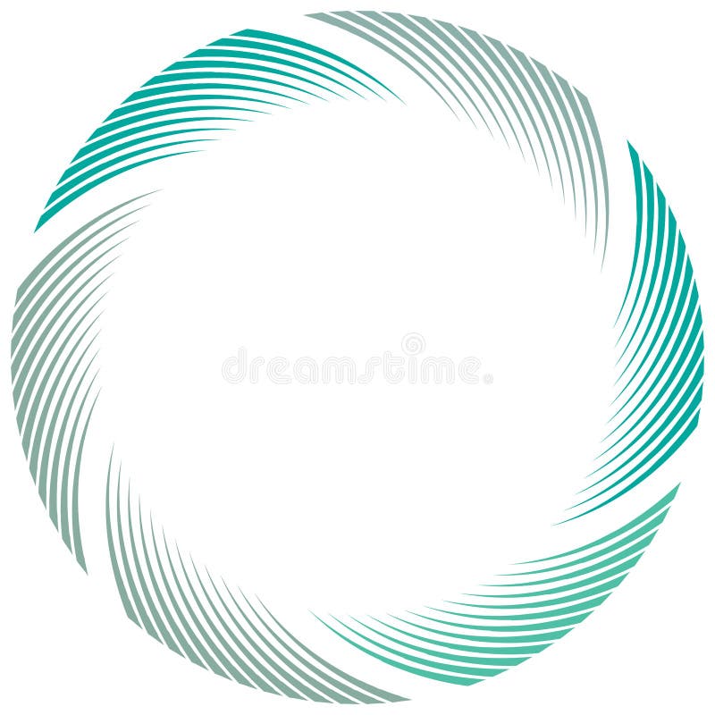 Abstract spiral, twist. Radial swirl, twirl curvy, wavy lines element. Circular, concentric loop pattern. Revolve, whirl design. stock illustration