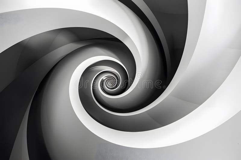 Abstract Spiral, A Vortex of Gray and White Curves, Creating an Illusion of Depth and Movement in Architectural Des royalty free illustration