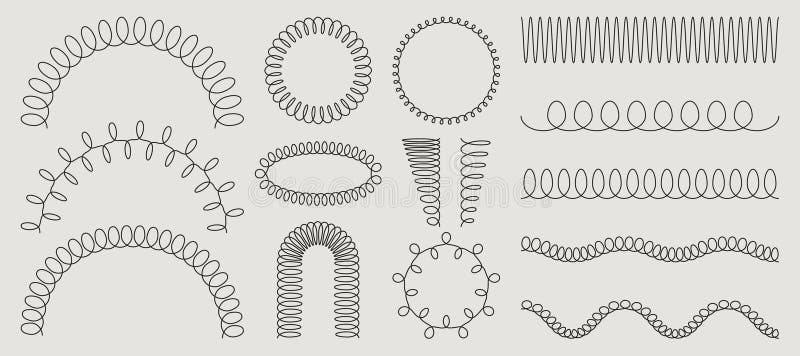 Abstract spring coil shapes set vector illustration