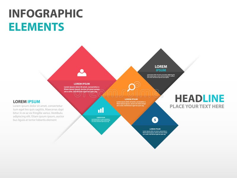abstract 5 square business infographics elements, presentation abstract 5 square business infographics elements, presentation, Powerpoint templates