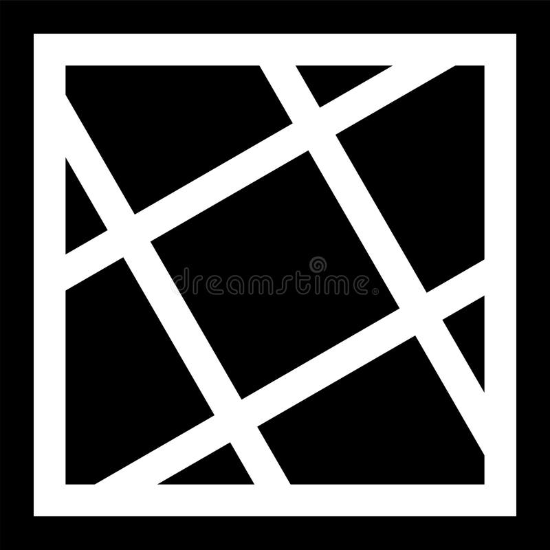 Abstract Square Diagonal Black and White Design Stock Vector
