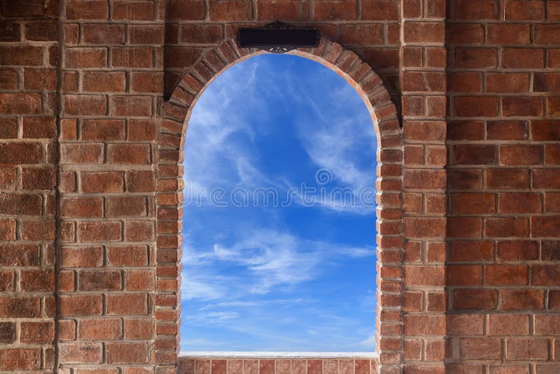 Abstract Square Red Brick Wall Texture with Windows Frame Can Se Stock