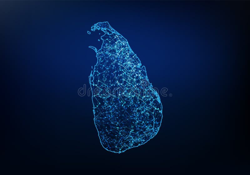 Abstract of Sri Lanka map network, internet and global connection concept, Wire Frame 3D mesh polygonal network line, design vector illustration Abstract of Sri Lanka map network, internet and global connection concept, Wire Frame 3D mesh polygonal network line, design vector illustration